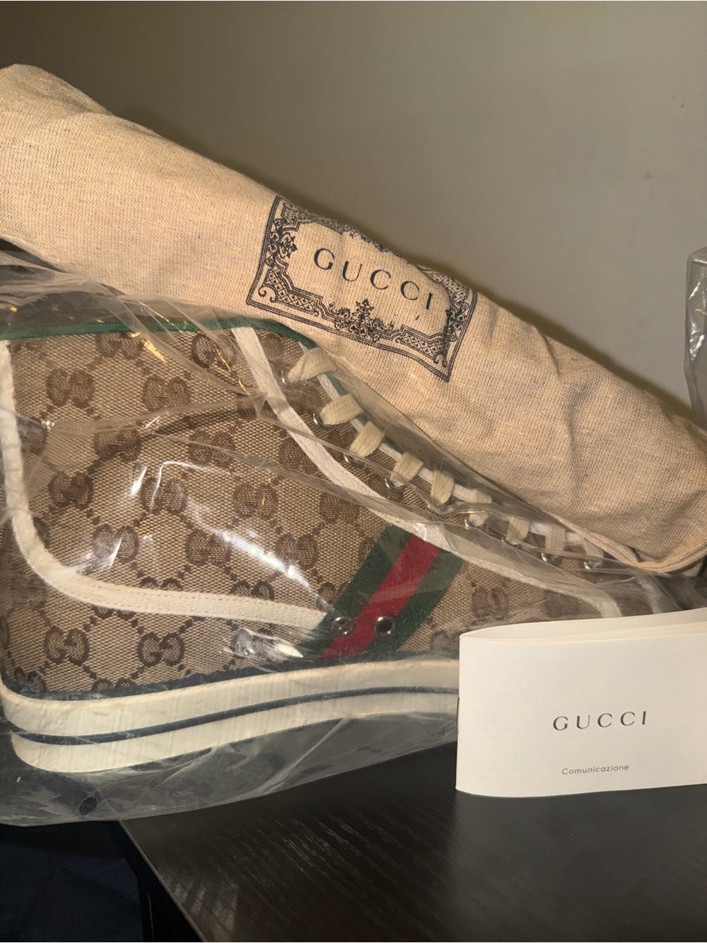 Gucci Brown GG Canvas Sneakers with Green and Red Web - Picture 4 of 7